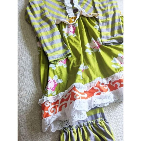 Honeydew girls boutique ruffle outfit set boho 7-8 tunic pants set - Picture 4 of 6